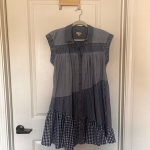 Pilcro Blue and White Checkered Button-Down Shirt